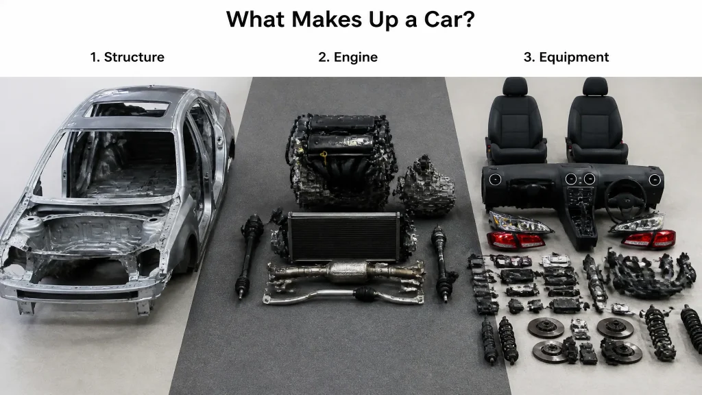 What makes up a car? Structure, engine, and equipment