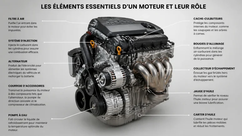 Les éléments essentiels d’un moteur et leur rôle